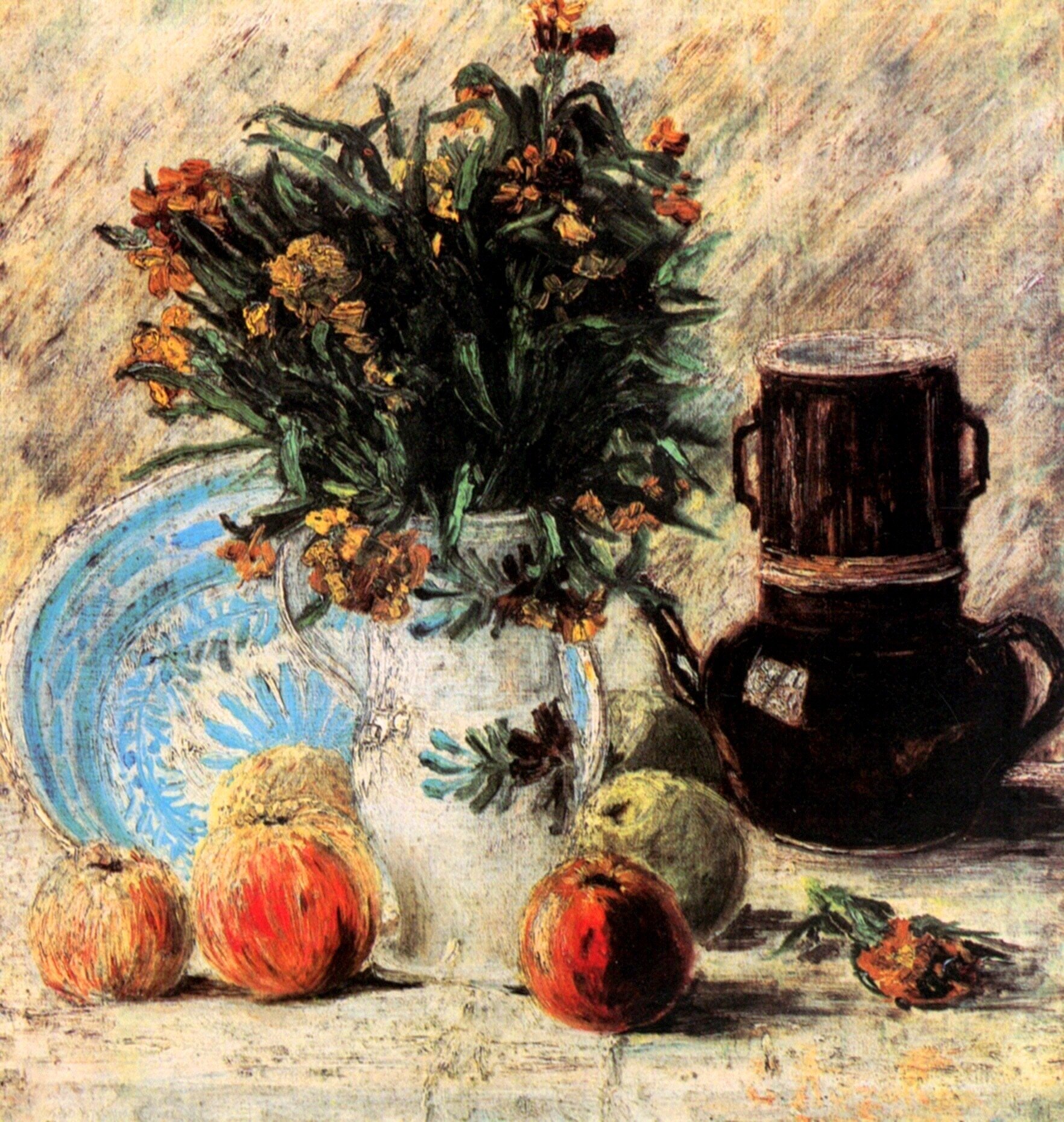  Ван Гог Париж Ваза с цветами, кофейником и фруктами 