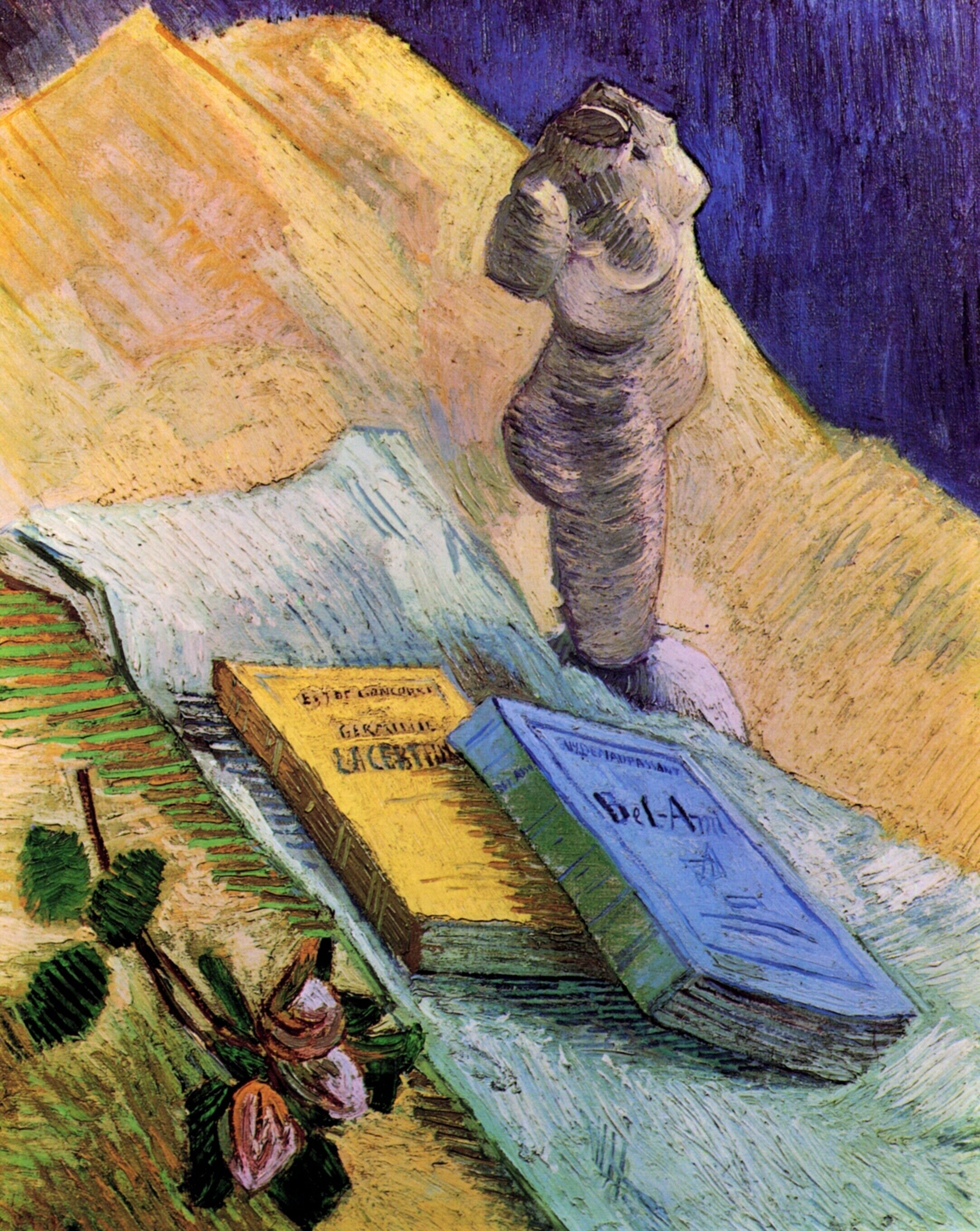  Ван Гог Париж Натюрморт с статуэткой, розой и двумя новеллами 